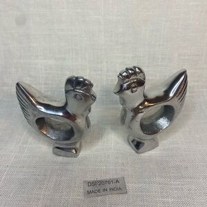 Rooster napkin rings Silver Metal Set of 6 2x2”